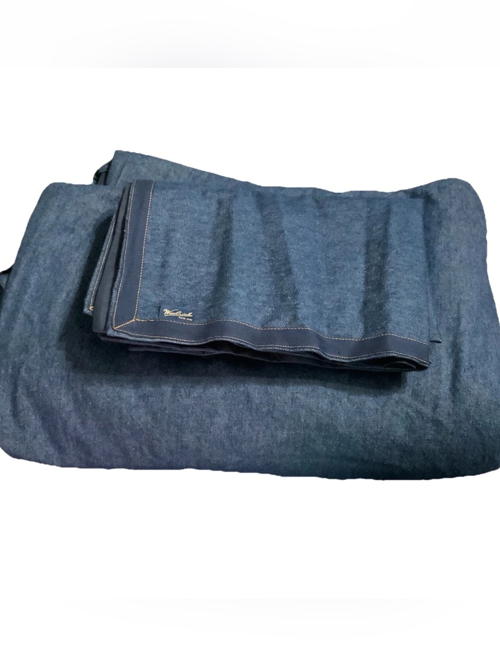Woolrich Denim Blue 100% Cotton Queen Duvet Cover And 2 Shams Measures 83”x87”